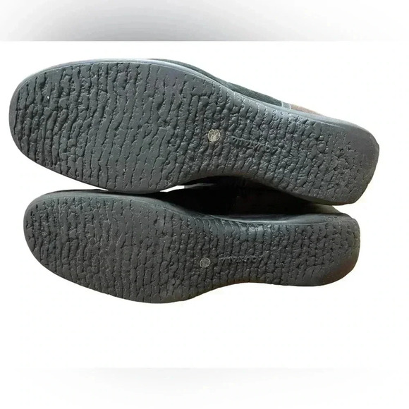 Aquatalia Black/Brown Green Suede ColourBlock Wedge Italian Boots Size 10 - Picture 8 of 9